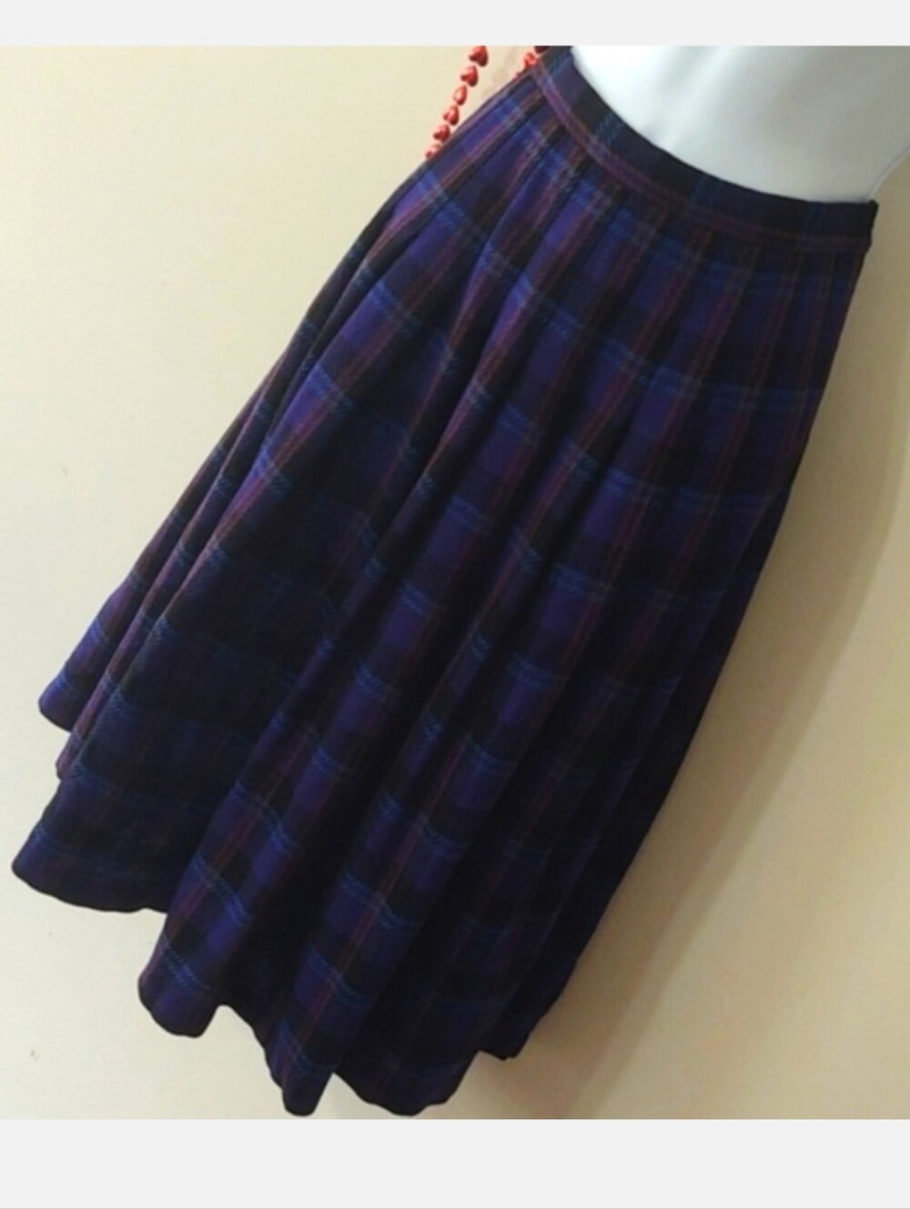 Vintage Pendleton Virgin Wool Plaid Pleated Midi Skirt 10 CampusCore